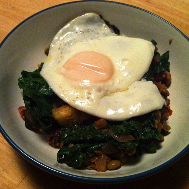 Kale Saute With Runny Eggs